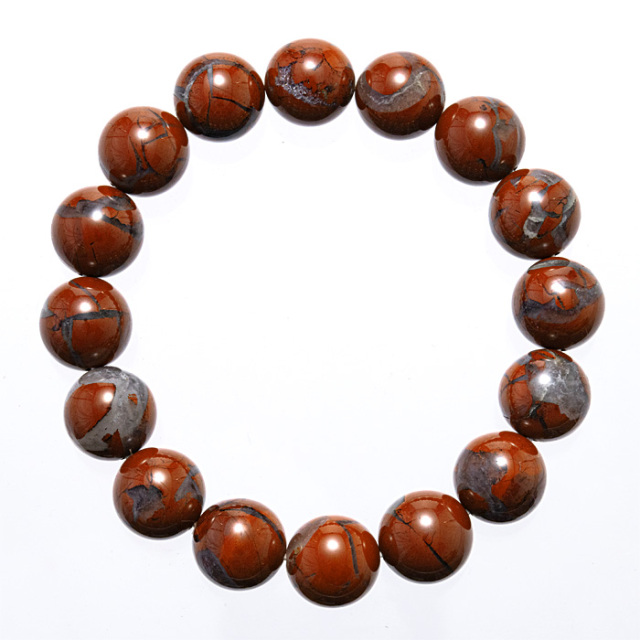 ブレスレット 佐渡赤玉石 （新潟県産） 13mm 16玉 No.32 《証明書付