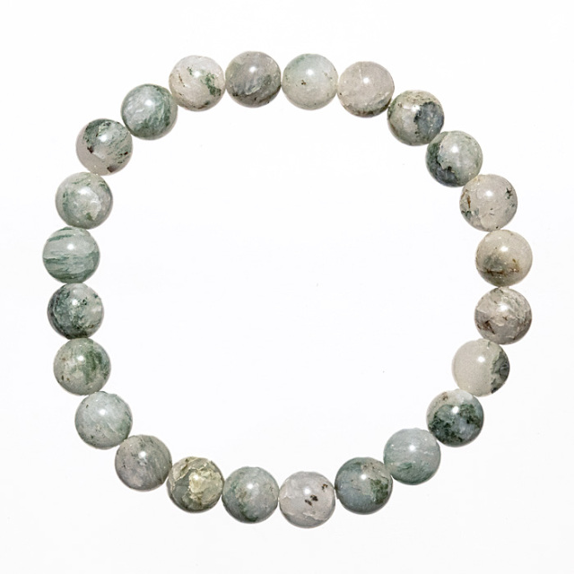 ブレスレット ソロモナイトクロライトインクォーツ （徳島県産） 8mm 24玉 No.3 《証明書付》