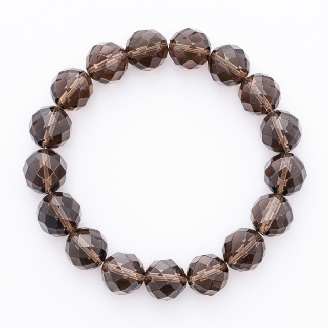 ブレスレット スモーキークォーツ 64面カット 12mm 17玉 （アソート