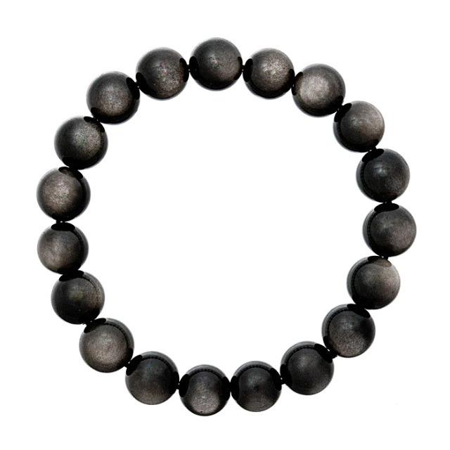 ブレスレット シルバーオブシディアン （メキシコ産） 10mm 19玉 No.1