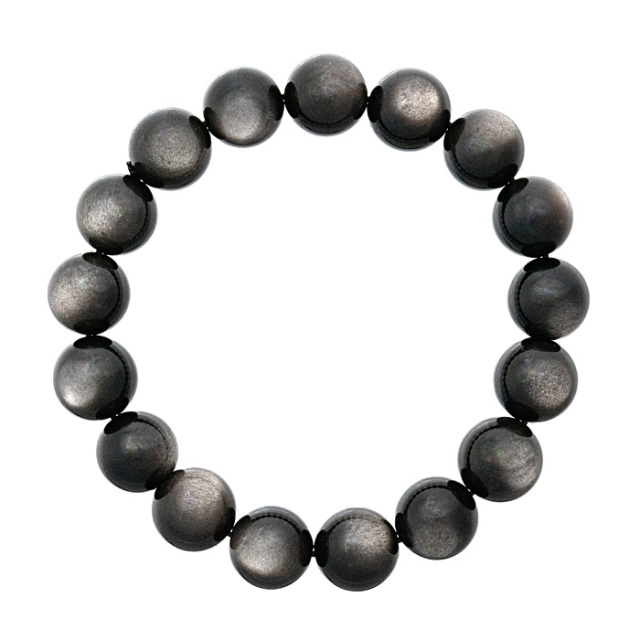 ブレスレット シルバーオブシディアン （メキシコ産） 12mm 17玉 No.2
