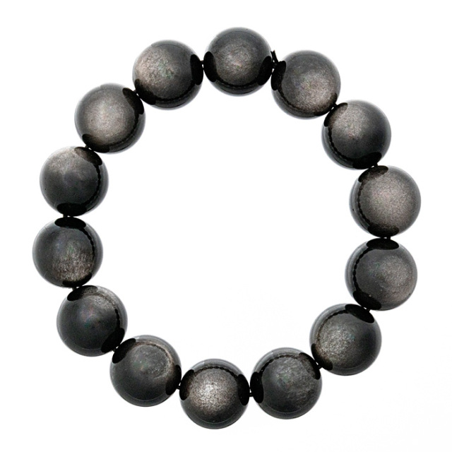 ブレスレット シルバーオブシディアン （メキシコ産） 16mm 14玉 No.4