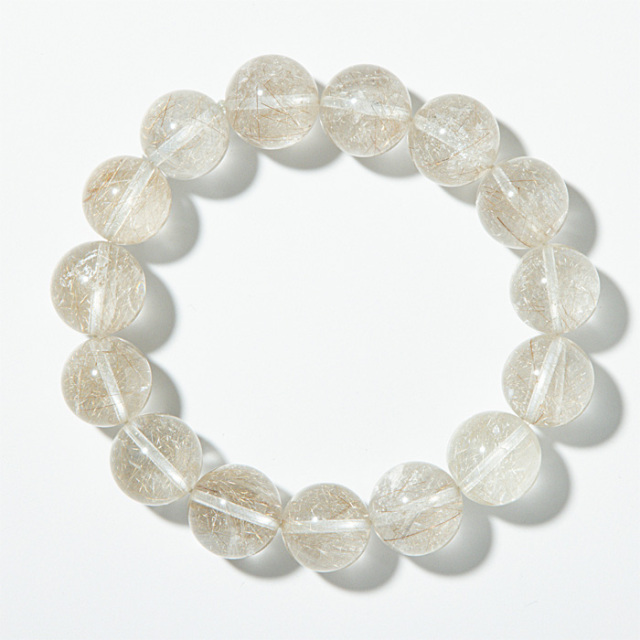 ブレスレット シルバールチルクォーツ A （ブラジル産） 14mm 15玉 No.21