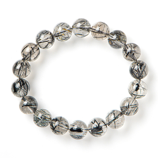 ブレスレット トルマリンインクォーツ A 12mm 18玉 No.2