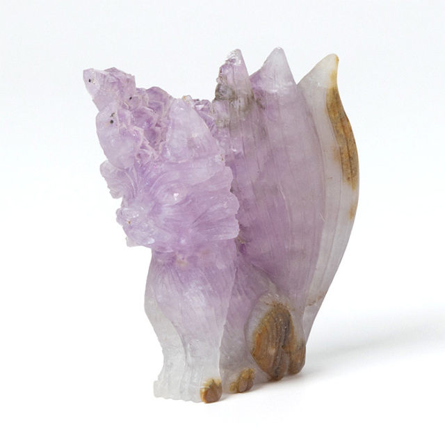 水晶彫刻 九尾の狐 （アメジスト／ブラジル産） No.109 | 神棚・神具の