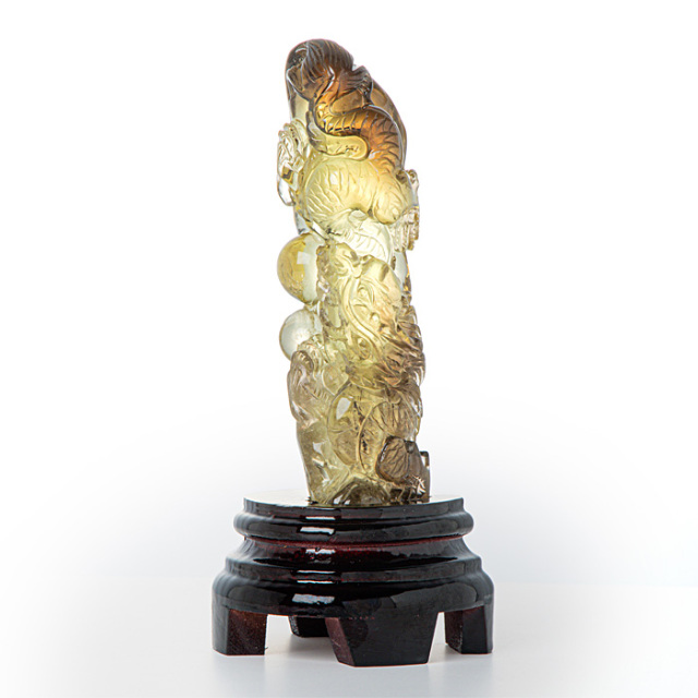 水晶彫刻 龍 （シトリン／ブラジル産） No.125 | 神棚・神具の製造販売