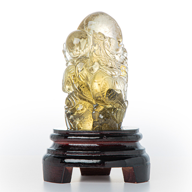 水晶彫刻 龍 （シトリン／ブラジル産） No.127 | 神棚・神具の製造販売