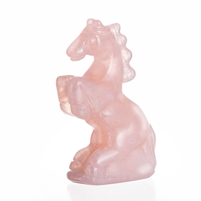 水晶彫刻 ウマ （ローズクォーツ／マダガスカル産） No.96