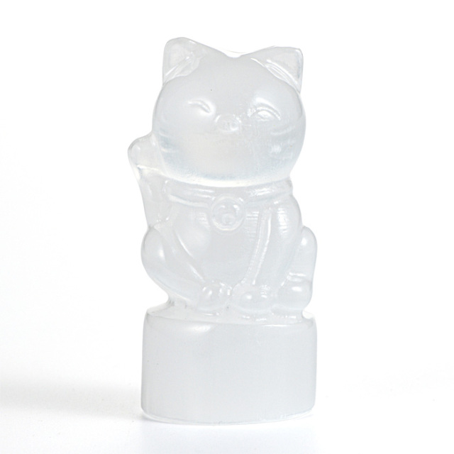 彫刻 招き猫 （セレナイト／モロッコ産） （アソート） No.102