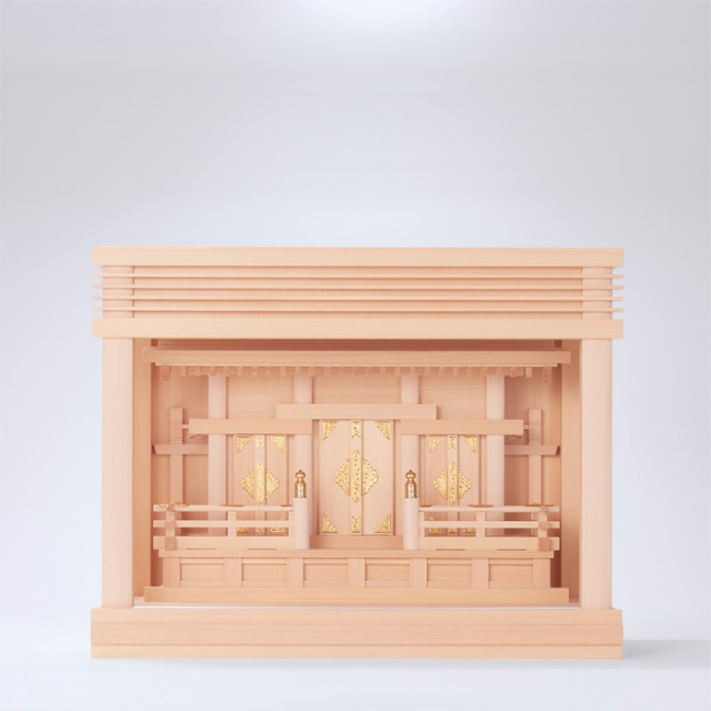 神棚 箱組三社宮 板葺 B型 中〈F-7〉