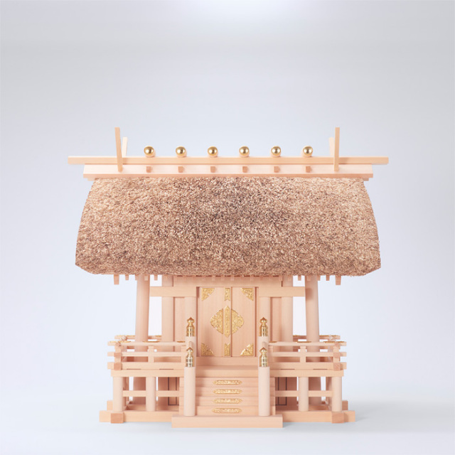 神棚 茅葺一社宮 正殿型 中〈K-8〉