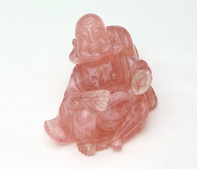 布袋様像 ローズクォーツ 甲府彫刻 布袋 （ローズクォーツ） No.23 | 神棚・神具の製造販売通販