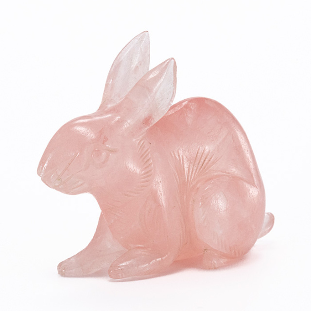 甲府彫刻 ウサギ （ローズクォーツ） No.32 | 神棚・神具の製造販売