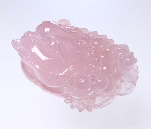 彫刻 銭蛙（三本足の蛙） （ローズクォーツ） No.18 | 神棚・神具の