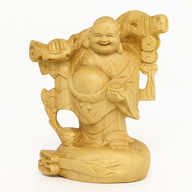 木彫 招福布袋 No.4 | 高級神棚・神具の通販なら伊勢宮忠オンライン