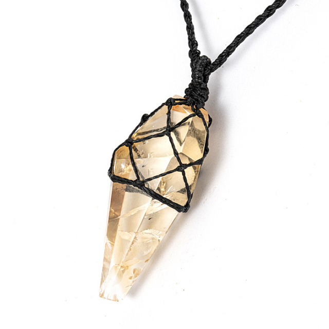 ネックレス シトリン マクラメ編み 黒 No.5 | 神棚・神具の製造販売 ネックレス シトリン マクラメ編み 黒 No.5 | 神棚・神具の製造販売