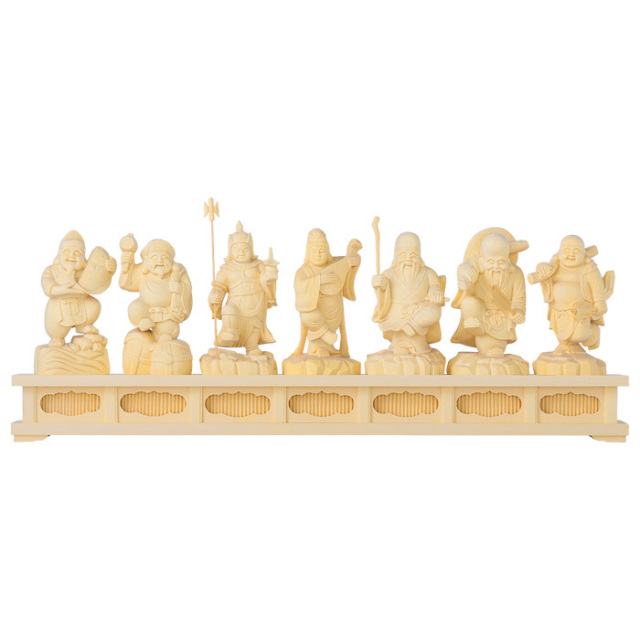 木彫 踊り七福神 桧 No.1 | 神棚・神具の製造販売通販なら伊勢宮忠