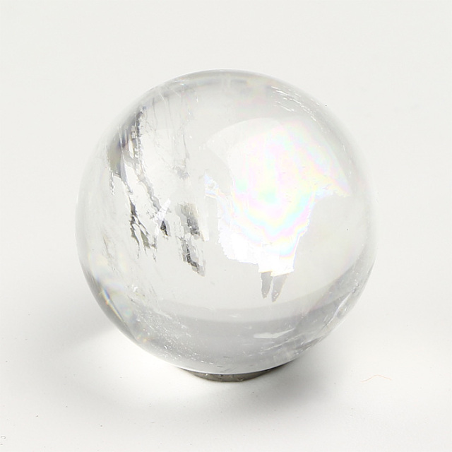 丸玉 ホワイトカルサイト レインボー入り φ25前後 （アソート） No.2