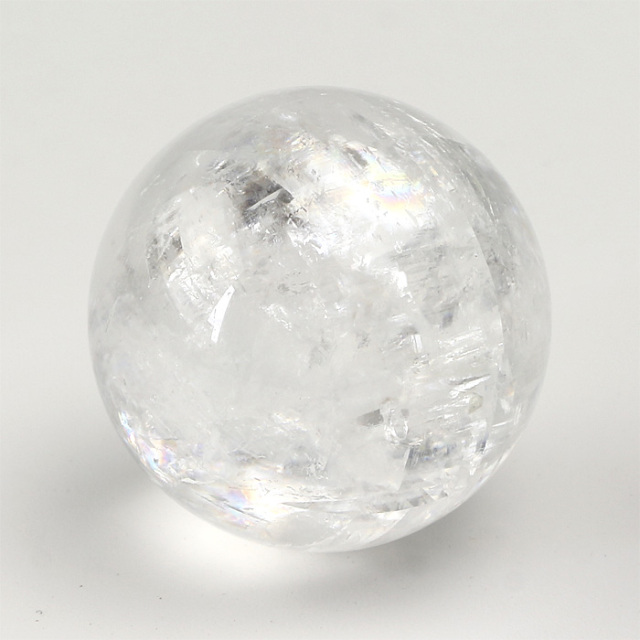 丸玉 ホワイトカルサイト レインボー入り φ30前後 （アソート） No.3