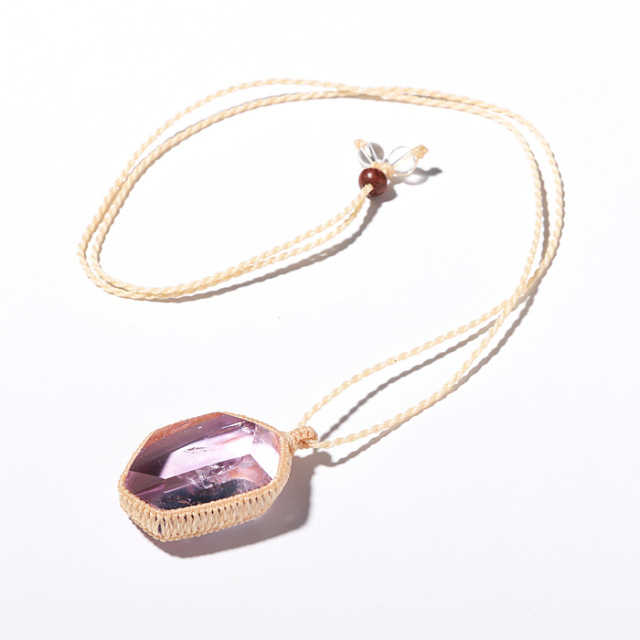 ネックレス レインボーアメジスト マクラメ編み ベージュ No.17 | 神棚