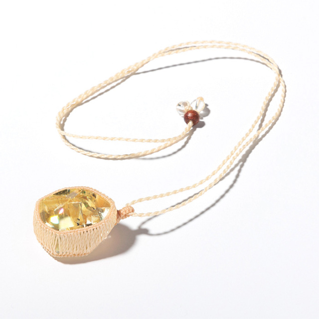 ネックレス レインボーシトリン マクラメ編み ベージュ No.16 | 神棚