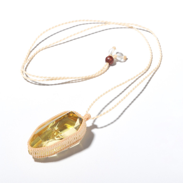 ラブラドライト&シトリン マクラメ編みネックレス | Purnima