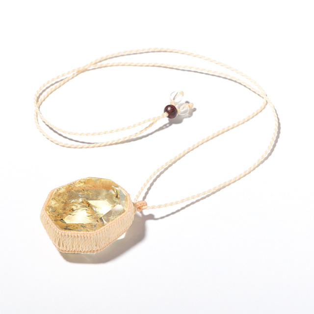 ネックレス レインボーシトリン マクラメ編み ベージュ No.21 | 神棚