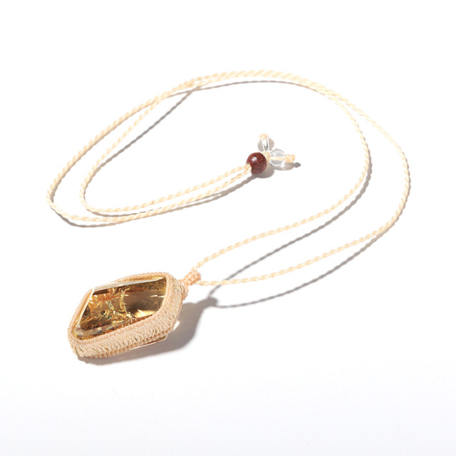 ネックレス レインボーシトリン マクラメ編み ベージュ No.8 | 神棚