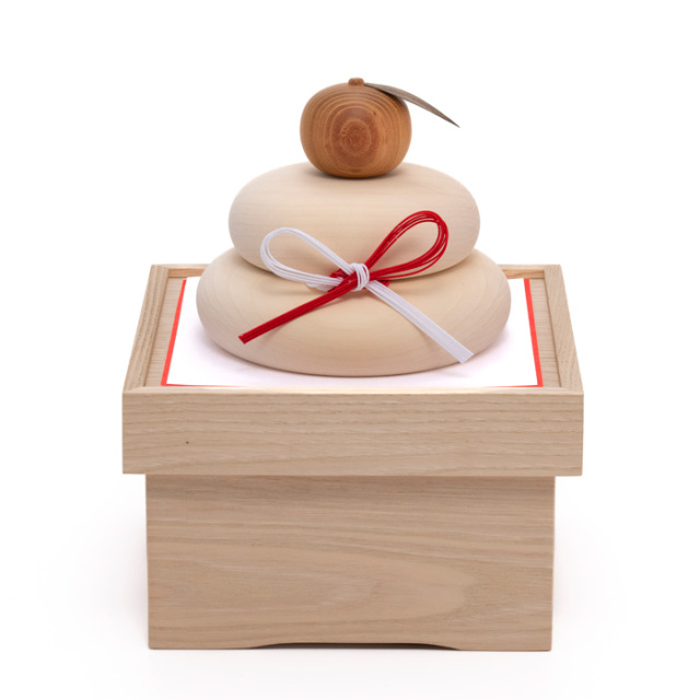 【アウトレット】 木の鏡餅 （蝶結び水引付） No.1