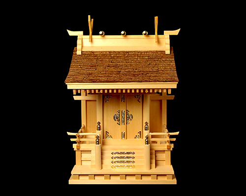 【アウトレット】 神棚 桧皮葺一社宮 流れ屋根造り〈H-1〉 No.1