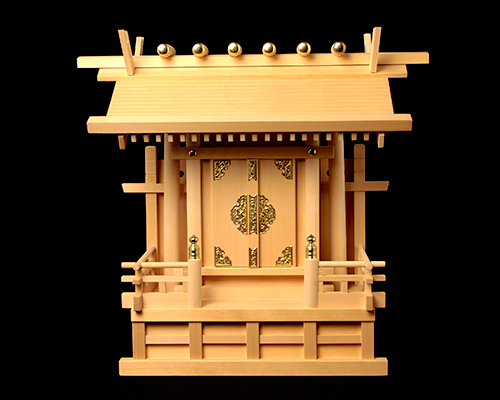 【アウトレット】 神棚 板葺一社宮 袖付き（中）〈I-19〉（米桧製） No.1