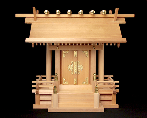 【アウトレット】 神棚 板葺一社宮（大・昇段付）〈I-28〉（スプルス製） No.1