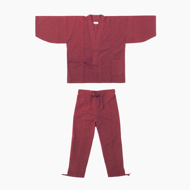 作務衣 久留米綿紬織 上下一組 （女性用） （エンジ） No.21 作務衣 久留米綿紬織 上下一組 （女性用） （エンジ） No.21 | 神棚