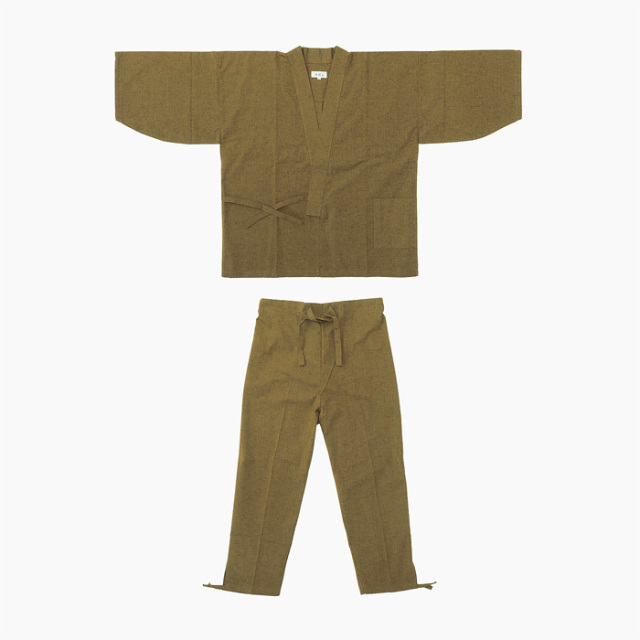 作務衣 久留米綿紬織 上下一組 （女性用） （カラシ） No.22 作務衣 久留米綿紬織 上下一組 （女性用） （カラシ） No.22 | 神棚