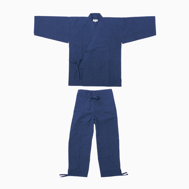 作務衣 久留米綿紬織 上下一組 （男性用） （中紺） No.31