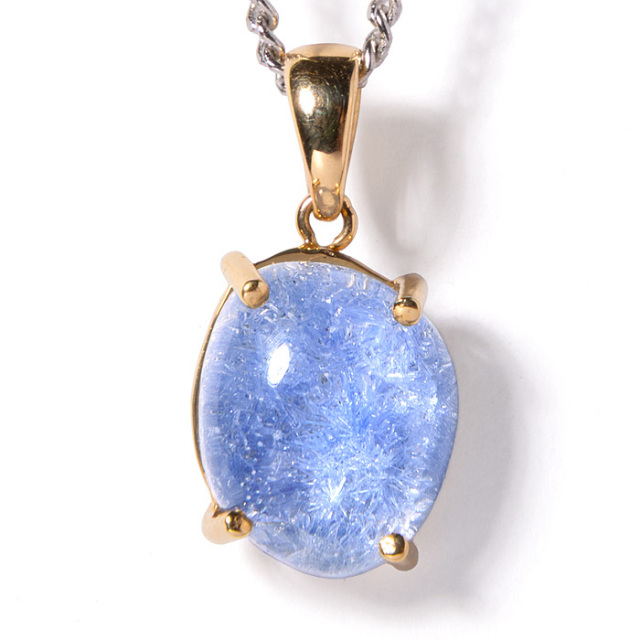 デュモルチェライトインクォーツペンダントトップ