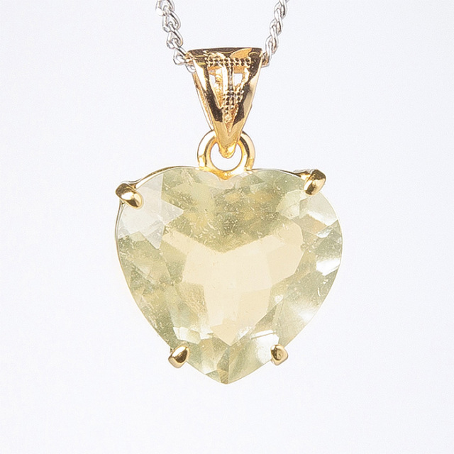 ペンダントトップ リビアングラス ハート SV925 K18メッキ （アソート） No.10