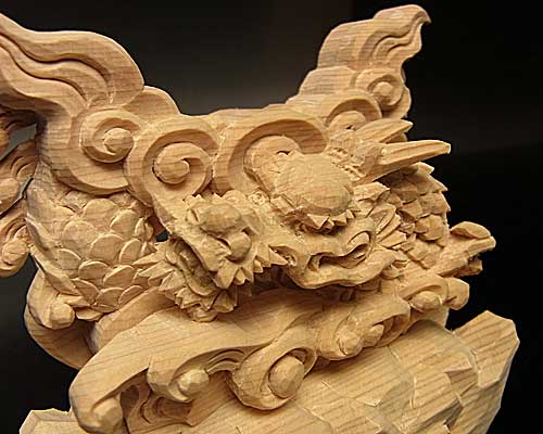 神鏡　龍上彫鏡台（木曽桧製）　2寸用