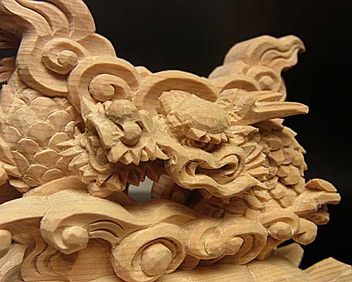 神鏡　龍上彫鏡台（木曽桧製）　2寸用