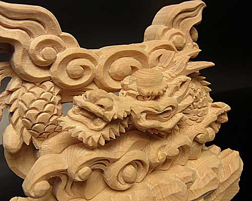 神鏡　龍上彫鏡台（木曽桧製）　2寸5分用