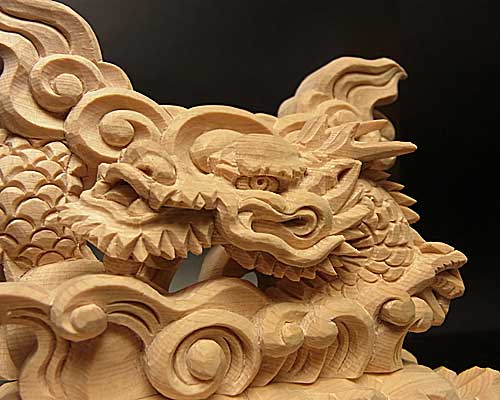 神鏡　龍上彫鏡台（木曽桧製）　2寸5分用