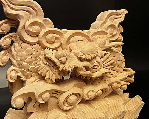 神鏡　龍上彫鏡台（木曽桧製）　3寸用