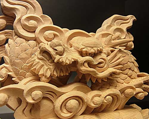 神鏡　龍上彫鏡台（木曽桧製）　3寸用