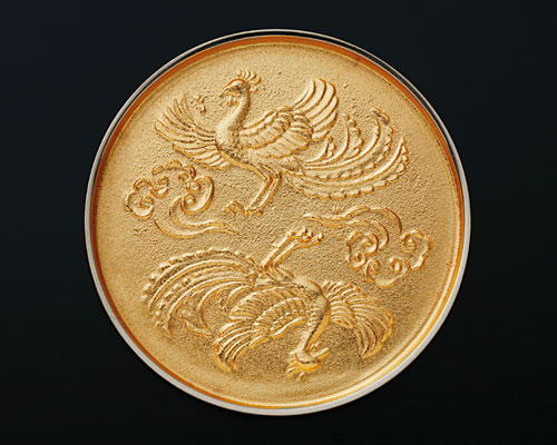 神鏡 白銅鏡 飛雲双凰文鏡 金鍍金 3寸 | 高級神棚・神具の通販なら伊勢
