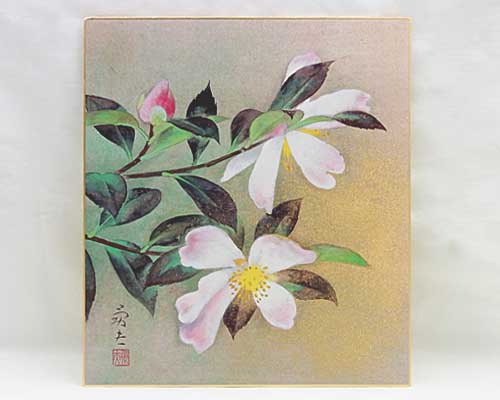 和風飾り絵 色紙 花水木 No.4