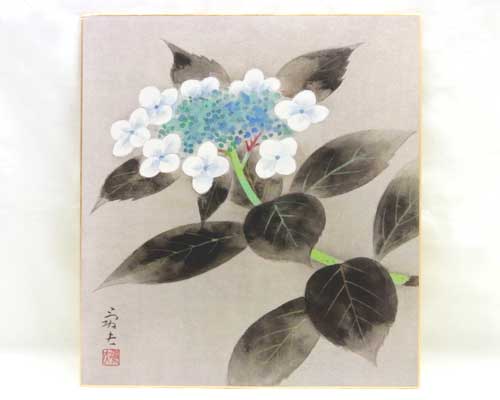 和風飾り絵 色紙 紫陽花 No.6