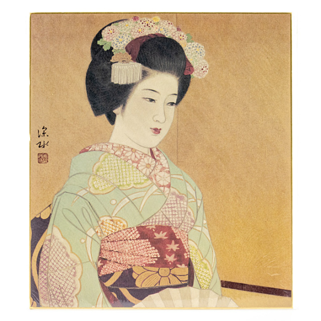 和風飾り絵 色紙 舞妓 No.17