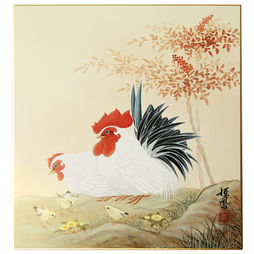 和風飾り絵 干支色紙 酉 No.3