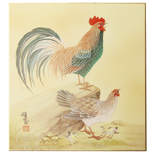 和風飾り絵 干支色紙 酉 No.4
