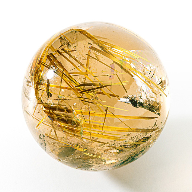 金運アップ（虹入り）◇ゴールドルチルクォーツ◇丸玉　約24㎜ 42mm 虹入りゴールドルチルクォーツ 丸玉 スフィア 金針水晶 42mm